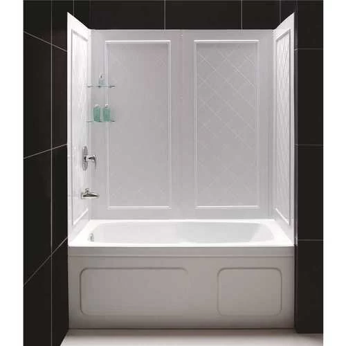 DreamLine SHBW-1360603-01 QWALL-Tub 28-32 In. D X 56 To 60 In. W X 60 In. H Easy Up Adhesive Tub Surround In White 3 DreamLine SHBW-1360603-01 QWALL-Tub 28-32 In. D X 56 To 60 In. W X 60 In. H Easy Up Adhesive Tub Surround In White