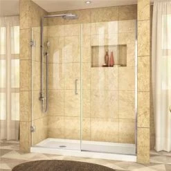 DreamLine SHDR-245857210-01 Unidoor Plus 58.5 To 59 In. X 72 In. Frameless Hinged Shower Door In Chrome