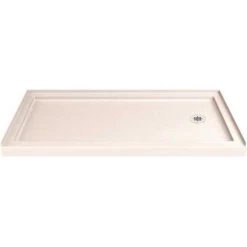 DreamLine DLT-1132602-22 SlimLine 32 In. D X 60 In. W Single Threshold Shower Base In Biscuit With Right Hand Drain