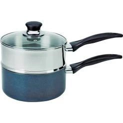 T-fal B363S284 Double Boiler Sauce Pan, 3 Qt Capacity, Stainless Steel, Glass Cover/Lid