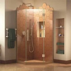 DreamLine SHEN-2636360-04 Prism Plus 36 In. D X 36 In. W X 72 In. H Semi-Frameless Neo-Angle Hinged Shower Enclosure In Brushed Nickel Hardware