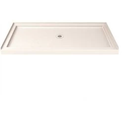 DreamLine DLT-1132600-22 SlimLine 32 In. D X 60 In. W Single Threshold Shower Base In Biscuit Color With Center Drain
