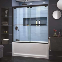 DreamLine SHDR-1660760-09 Encore 56 To 60 In. X 76 In. Semi-Frameless Sliding Shower Door In Satin Black