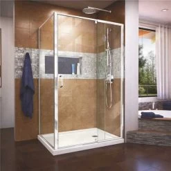 DreamLine SHDR-2234460-RT-01 Flex 34.5 D X 44-48 In. W X 72 In. H Framed Pivot Shower Enclosure In Chrome