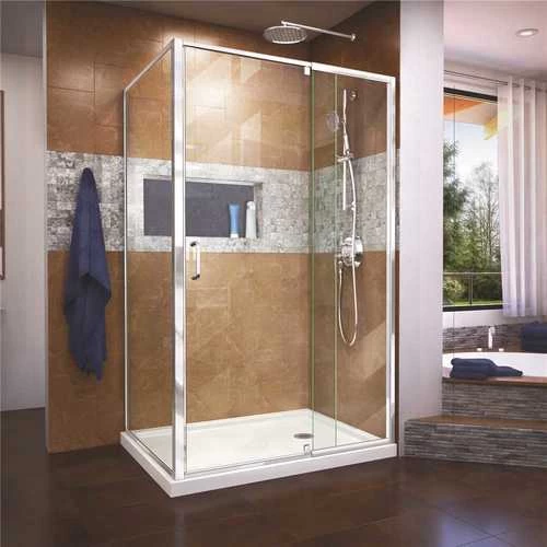 DreamLine SHDR-2234460-RT-01 Flex 34.5 D X 44-48 In. W X 72 In. H Framed Pivot Shower Enclosure In Chrome 3 DreamLine SHDR-2234460-RT-01 Flex 34.5 D X 44-48 In. W X 72 In. H Framed Pivot Shower Enclosure In Chrome