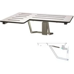 ASI American Specialties, Inc. 10-8206-SC-R Folding Shower Seat Slow Close Gas Struts L-Shaped Right Hand Solid Phenolic In White