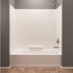 Mustee 350WHT Durawall 30 In. X 60 In. X 58 In. Easy Up Adhesive Alcove Bath Tub Surround In White