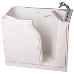American Standard 3559082 GELCOAT WALK-IN BATH, SOAKER, RIGHT-HAND WITH QUICK DRAIN AND FAUCET, WHITE, 30 IN. X 52 IN