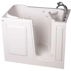 American Standard 3559092 GELCOAT WALK-IN BATH, COMBINATION, RIGHT-HAND WITH QUICK DRAIN AND FAUCET, WHITE, 28 IN. X 48 IN