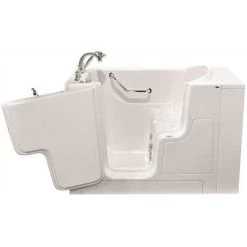 American Standard 3559095 GELCOAT WALK-IN BATH, WHIRLPOOL, LEFT-HAND WITH QUICK DRAIN AND FAUCET, WHITE, 30 IN. X 52 IN