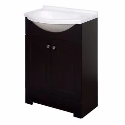 Zenna Home SEC24CH 2-Door Euro Shaker Vanity With Top, Wood, Espresso, Cultured Marble Sink, White Sink