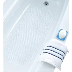 SlipX Solutions 05521 Bubble Bath Mat With Microban, 35 In L, 15 In W, Vinyl Mat Surface, Clear