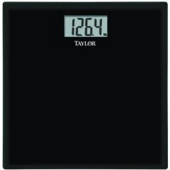 TAYLOR 755841932B 75584192B Bathroom Scale, 400 Lb Capacity, LCD Display, Black, 13.63 In OAW, 13.63 In OAD, 1.94 In OAH