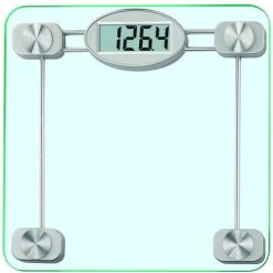 TAYLOR 75274192 Bathroom Scale, 400 Lb Capacity, LCD Display, Metal Housing Material, Clear, 13.38 In OAW, 13.41 In OAD