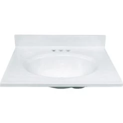 Foremost WW-1925 Vanity Top, 25 In OAL, 19 In OAW, Marble, White, Countertop Edge