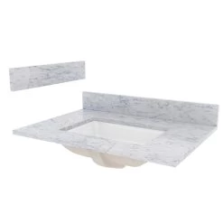 Foremost ST31228CWR Vanity Top, 31 In OAW, Marble, 1-Bowl, Rectangular Bowl
