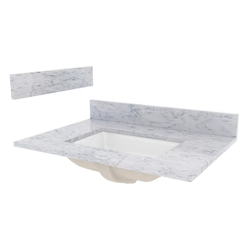 Foremost ST31228CWR Vanity Top, 31 In OAW, Marble, 1-Bowl, Rectangular Bowl 3 Foremost ST31228CWR Vanity Top, 31 In OAW, Marble, 1-Bowl, Rectangular Bowl