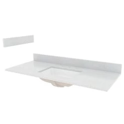 CRAFT + MAIN STE49228SWR Vanity Top, 49 In OAL, 22 In OAW, Stone/Vitreous China, Silver Crystal White, Undermount Sink