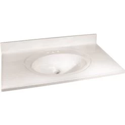 Foremost WW-2237 Vanity Top, 37 In OAL, 22 In OAW, Marble, White, Countertop Edge