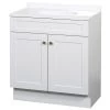Zenna Home SBC30WW 2-Door Shaker Vanity With Top, Wood, White, Cultured Marble Sink, White Sink -Hardware store 7441694 8be5