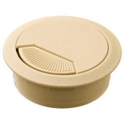 Hafele 429.99.422 Plastic Cable Grommet, Two-Piece, Round With Spring Closure 2 3/8" 60 Mm Plastic, With Spring Loaded, Swivelling Section In Cover, For Workplace Organization, Beige, Diameter 60 Mm Beige